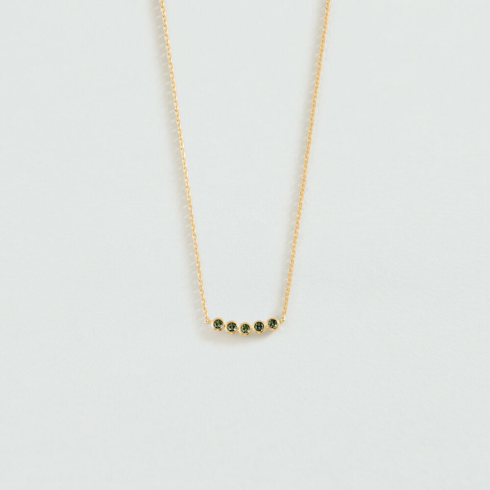 Mid-length necklace OD&Eacute;ON - Green / Golden - Mid-length necklace  | Agatha
