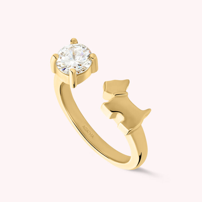 Thin ring BARBARA - Crystal / Golden - All jewellery  | Agatha