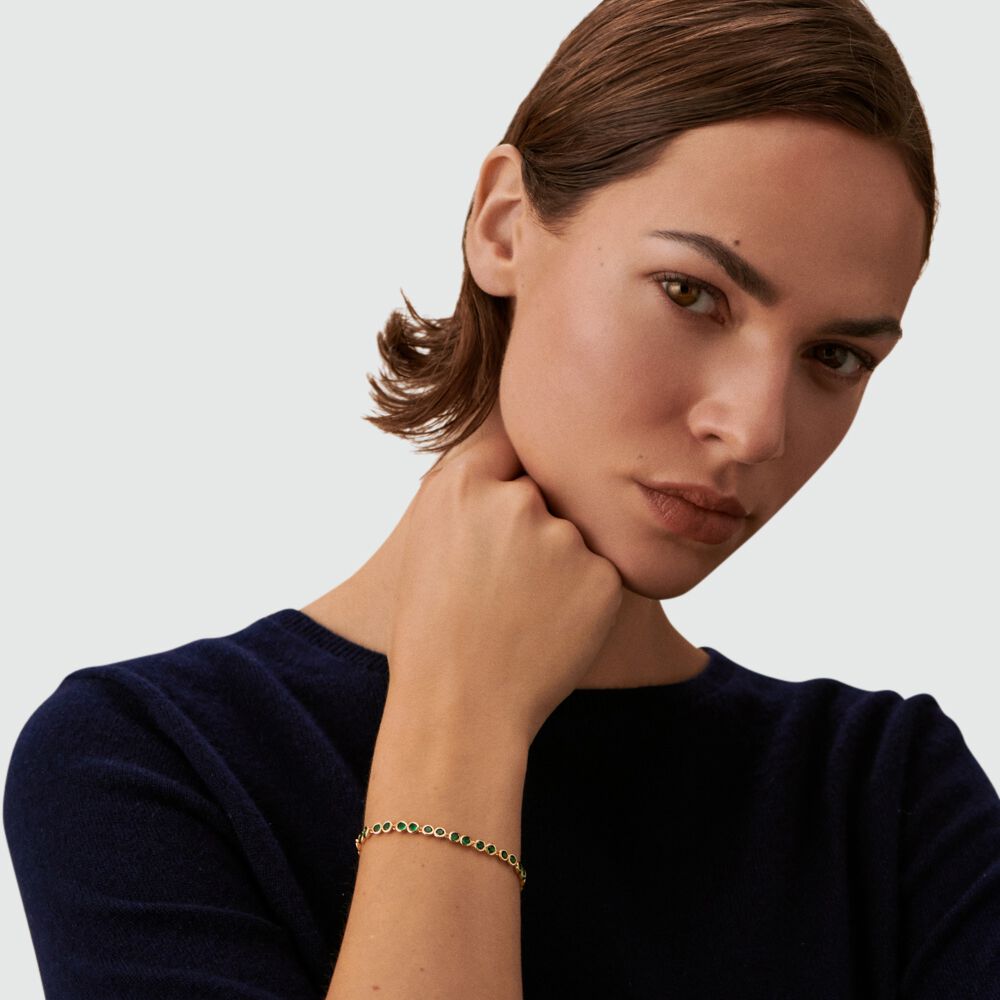 Link bracelet ADAMAS - Green / Golden - Bracelets  | Agatha