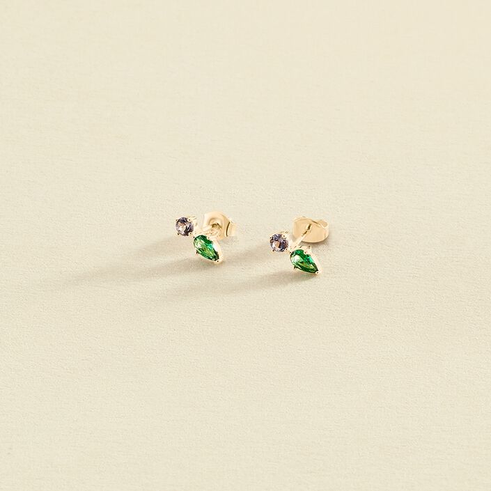 Stud earrings ASTRE - Green / Golden - All earings  | Agatha