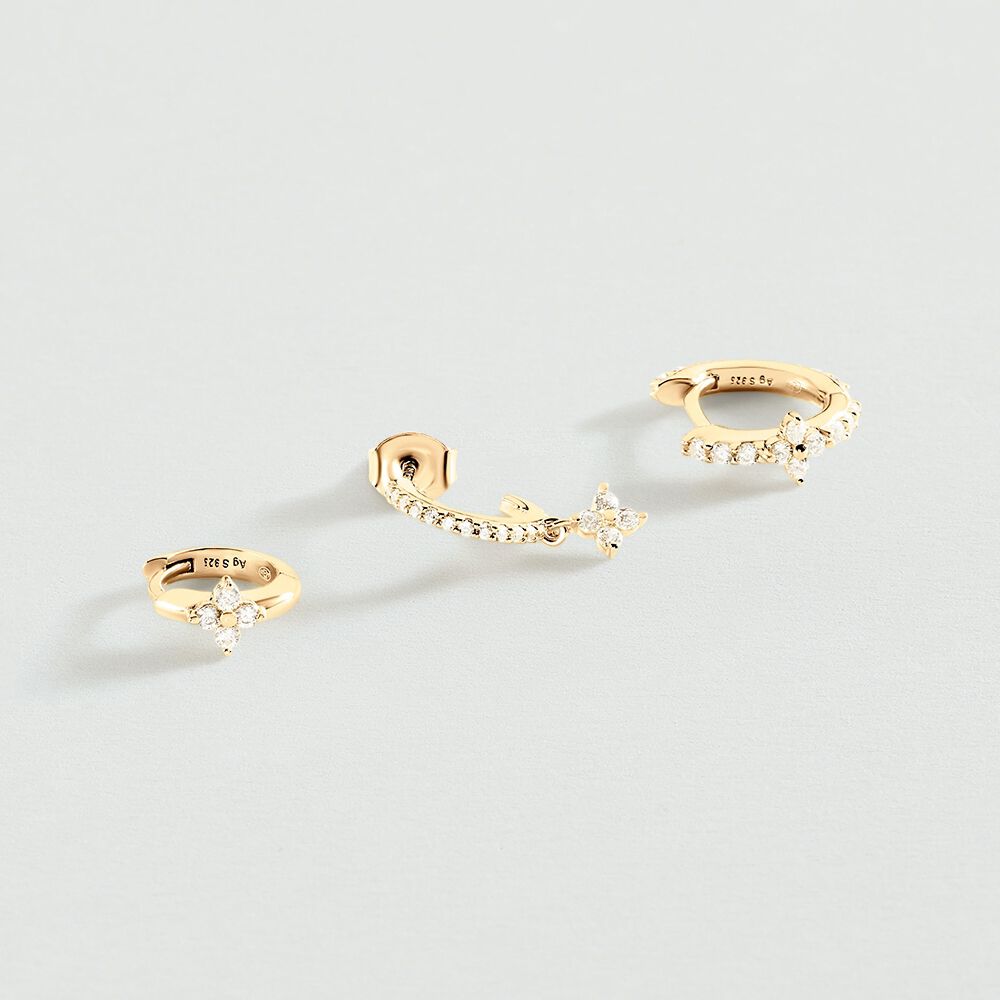 Hoop piercing MIX& MATCH - Crystal / Golden - Genuine silver  | Agatha