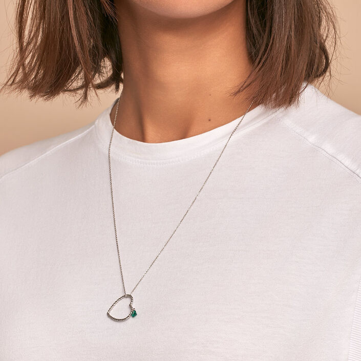 Mid-length necklace BEGUIN - Green / Silvered - All jewellery  | Agatha