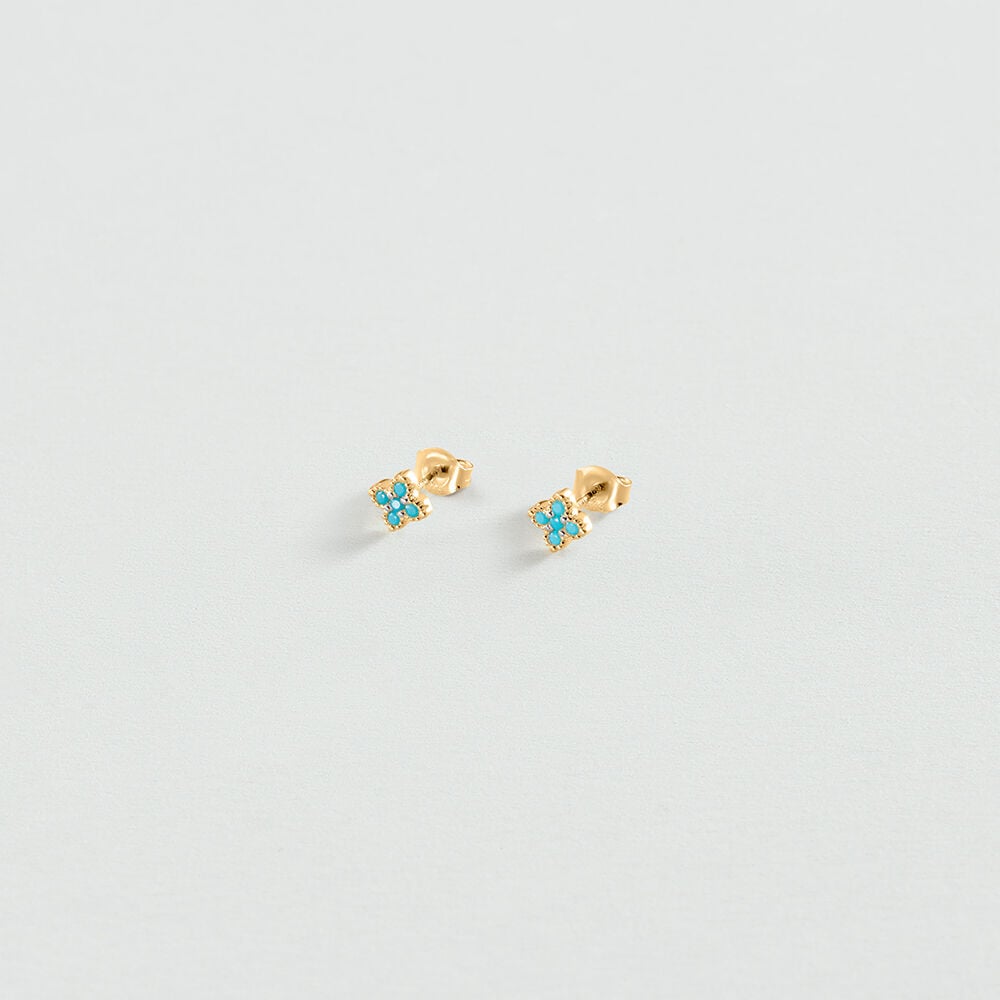 Stud earrings BELOVED - Turquoise / Gold - Earrings  | Agatha