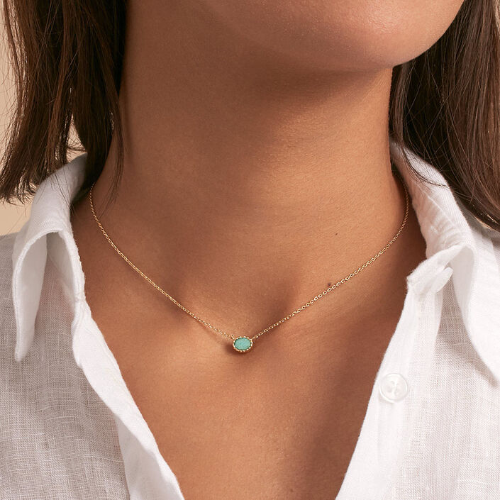 Choker necklace ATMA - Amazonite/ yellow - All jewellery  | Agatha
