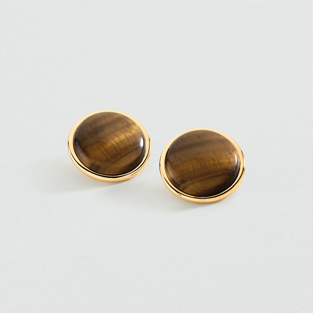 Stud earrings OVERSIZE BATIGNOLLES - Brown / Gold - Earrings  | Agatha