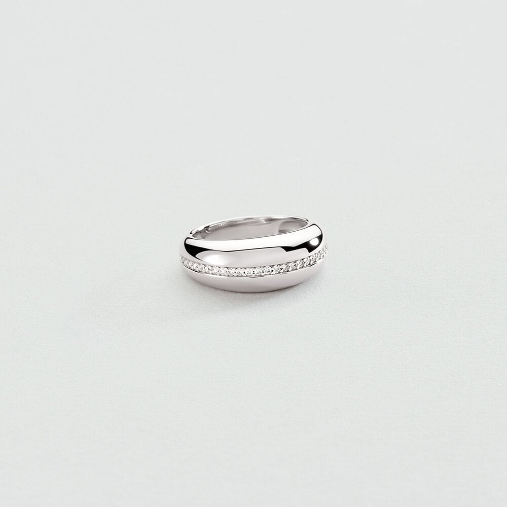 Large ring RUE DE SEINE - Crystal / Silver - Rings  | Agatha