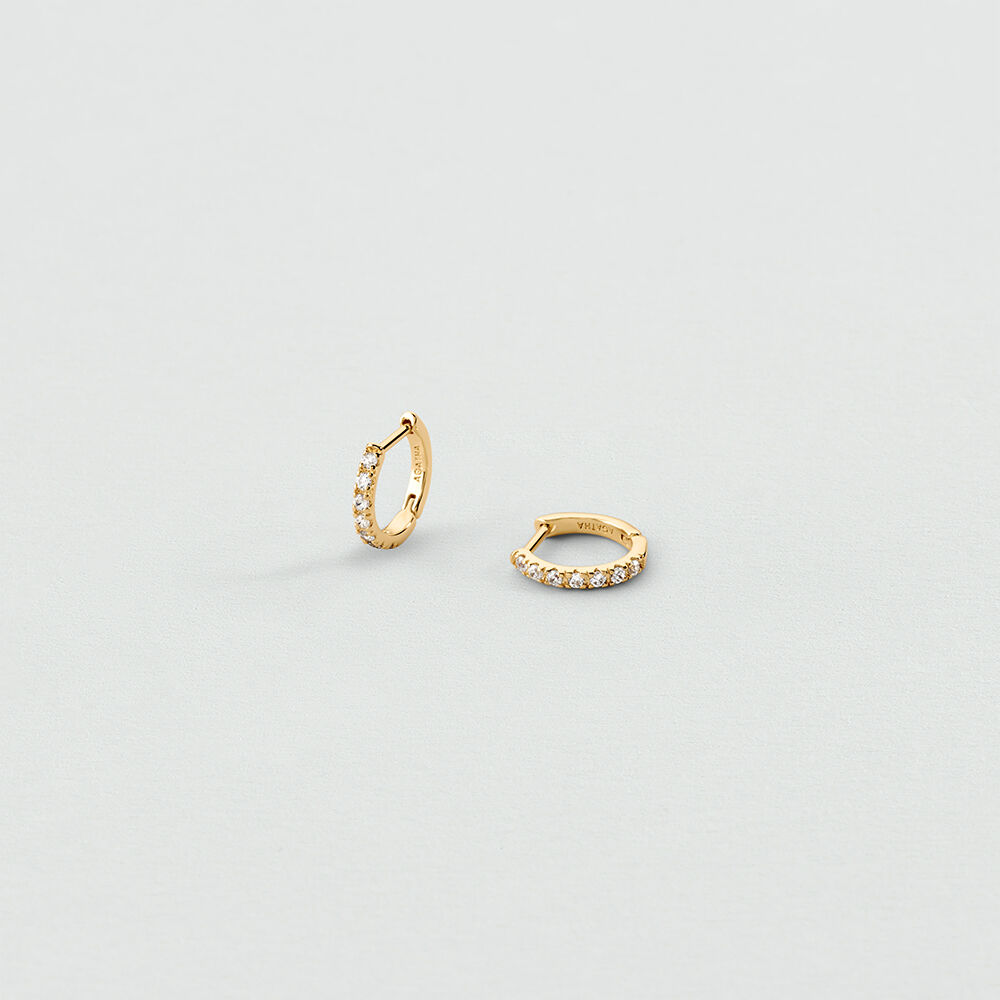 Hoops PAV&Eacute; - Crystal / Golden - Earrings  | Agatha