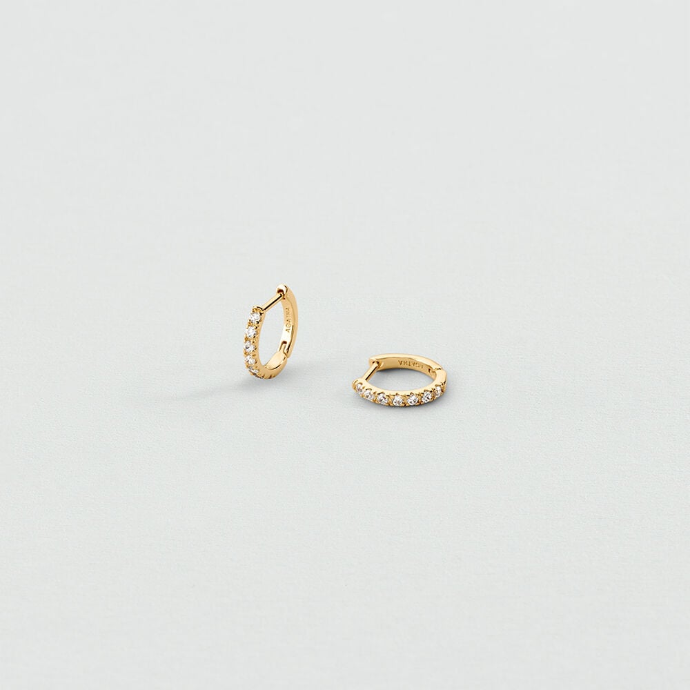 Hoops PAV&Eacute; - Crystal / Golden - Earrings  | Agatha