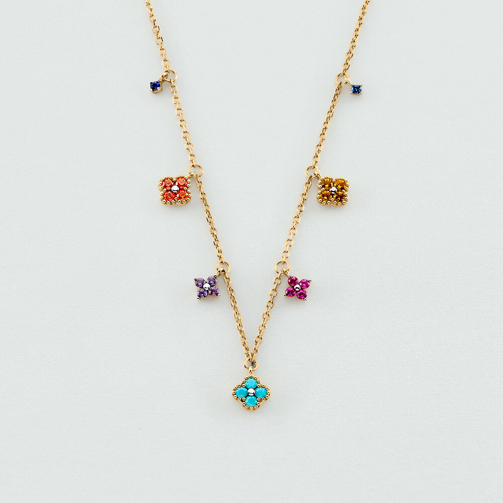 Choker necklace BELOVED - Multicolor / Gold - Genuine silver  | Agatha