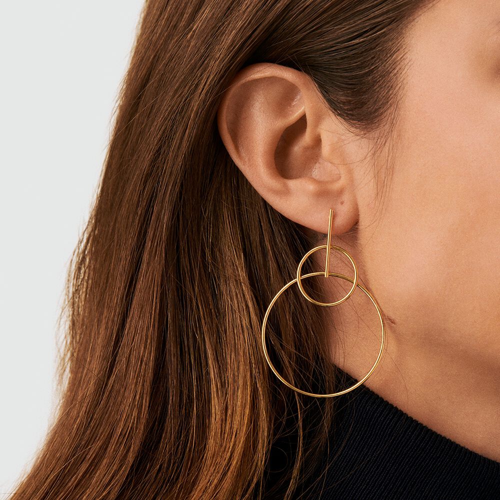 Long earrings CASSINI - Golden - Circle earrings  | Agatha