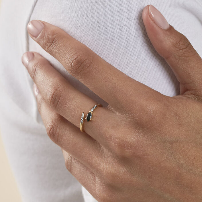 Thin ring SNAKY - Crystal / Gun - All jewellery  | Agatha