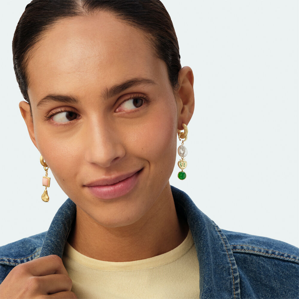 Long earrings PANGEA - Multicolor / Gold - Earrings  | Agatha