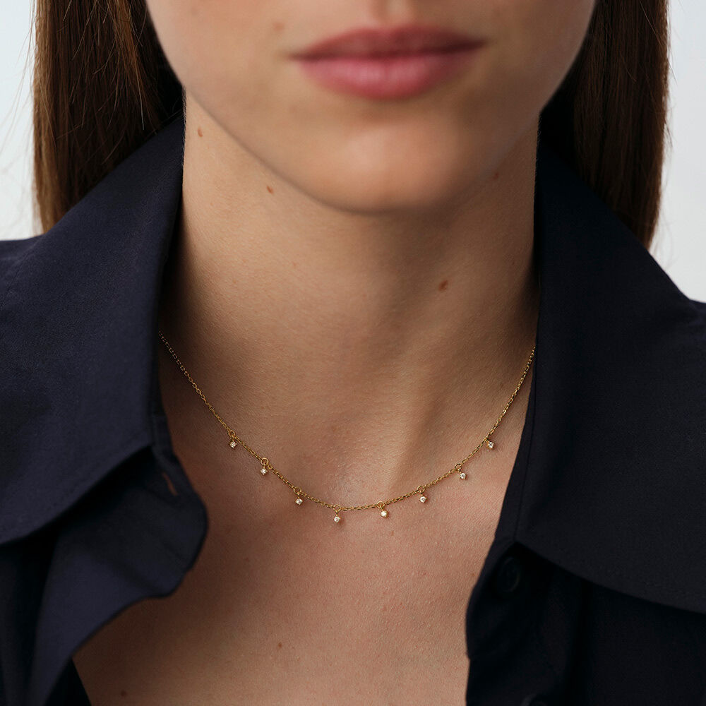 Choker necklace DAUPHINE - Crystal / Golden - Choker necklace  | Agatha