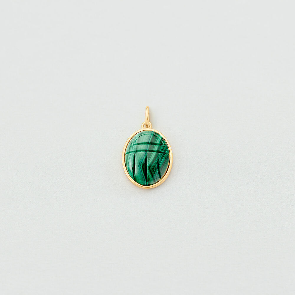Pendant MALACHITE SCARAB - Green / Golden - All Talismans  | Agatha