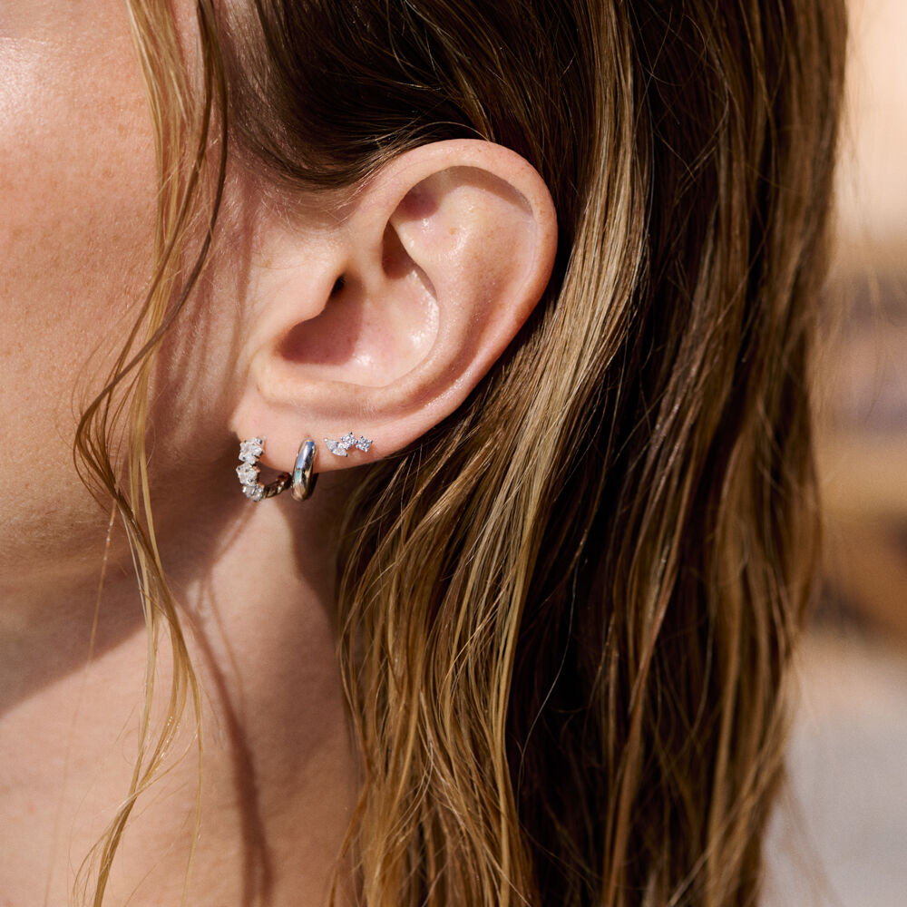 Piercing stud AMAS - Crystal / Silver - Genuine silver  | Agatha