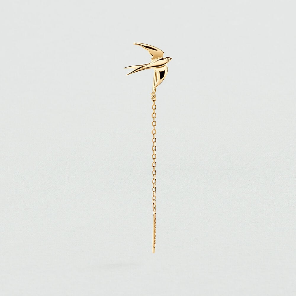 Single stud earring PULLTHROUGH MIX & MATCH - Golden - Genuine silver  | Agatha
