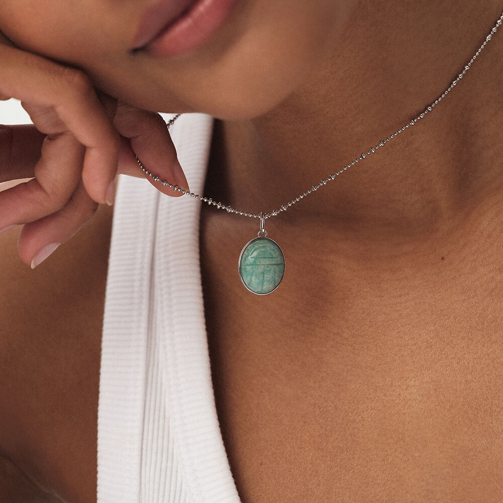Pendant AMAZONITE SCARAB - Turquoise / Silver - All Talismans  | Agatha