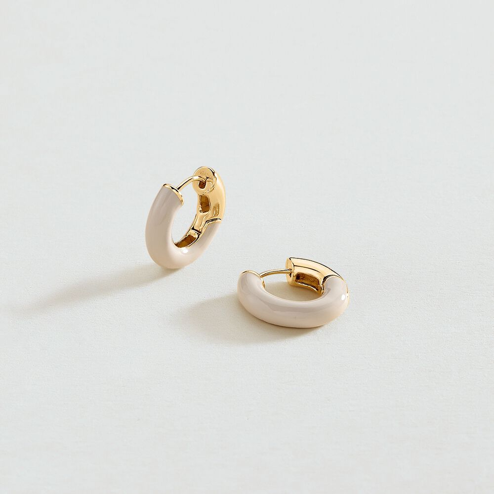 Hoops LEO - White / Gold - Earrings  | Agatha