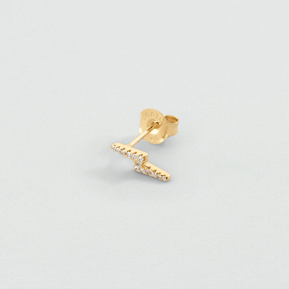 Single stud earring FLASH MIX & MATCH - Crystal / Golden - Genuine silver  | Agatha