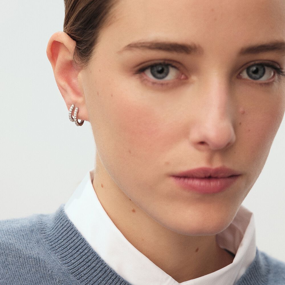 Hoops RONDOU - Crystal / Silver - Genuine silver  | Agatha