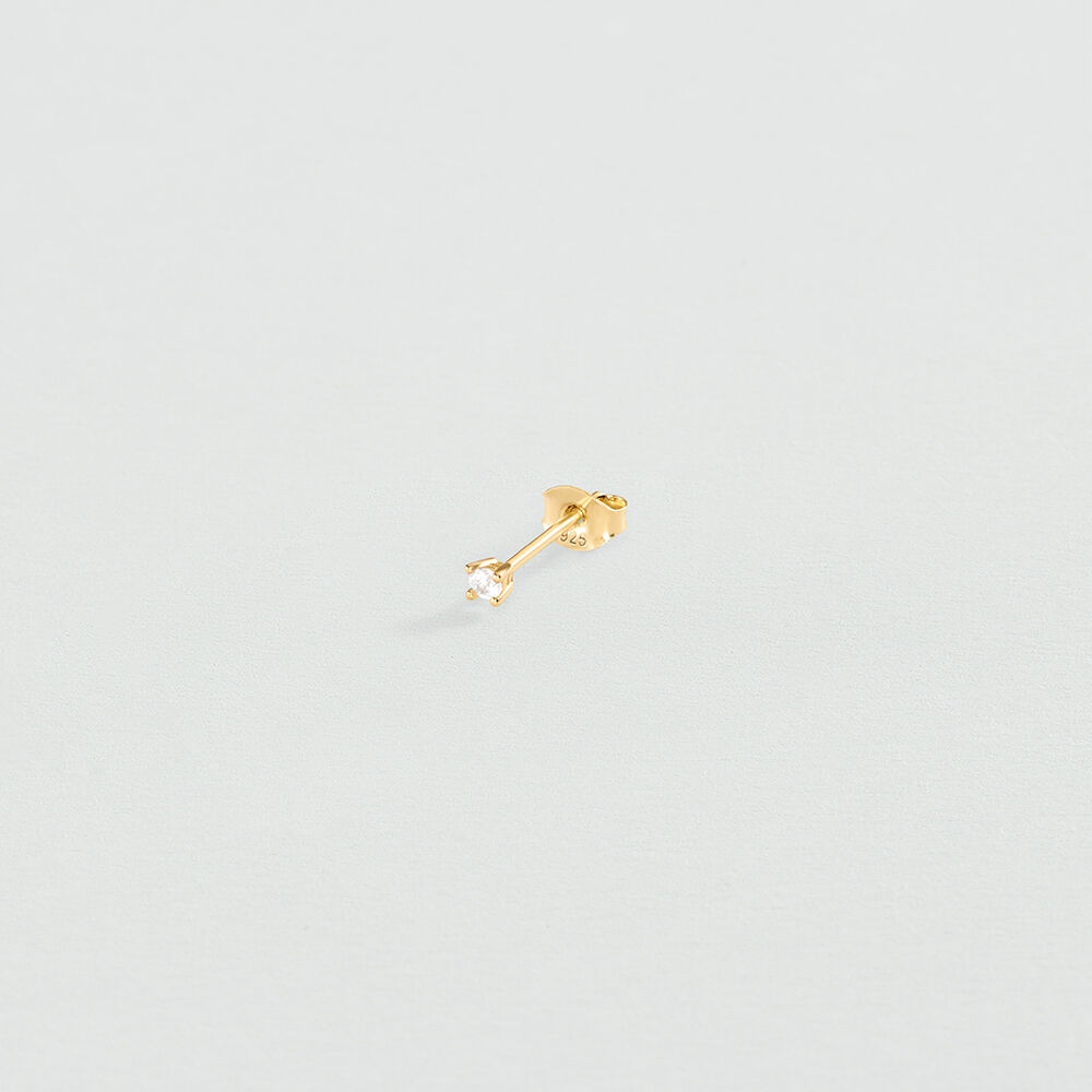 Single stud earring MIX & MATCH - Crystal / Golden - Genuine silver  | Agatha
