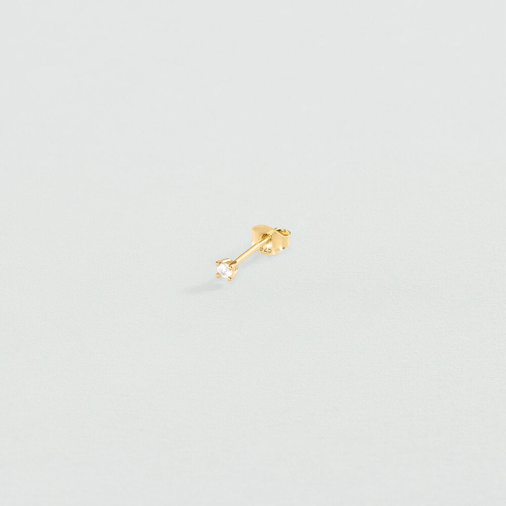 Single stud earring MIX & MATCH - Crystal / Golden - Genuine silver  | Agatha