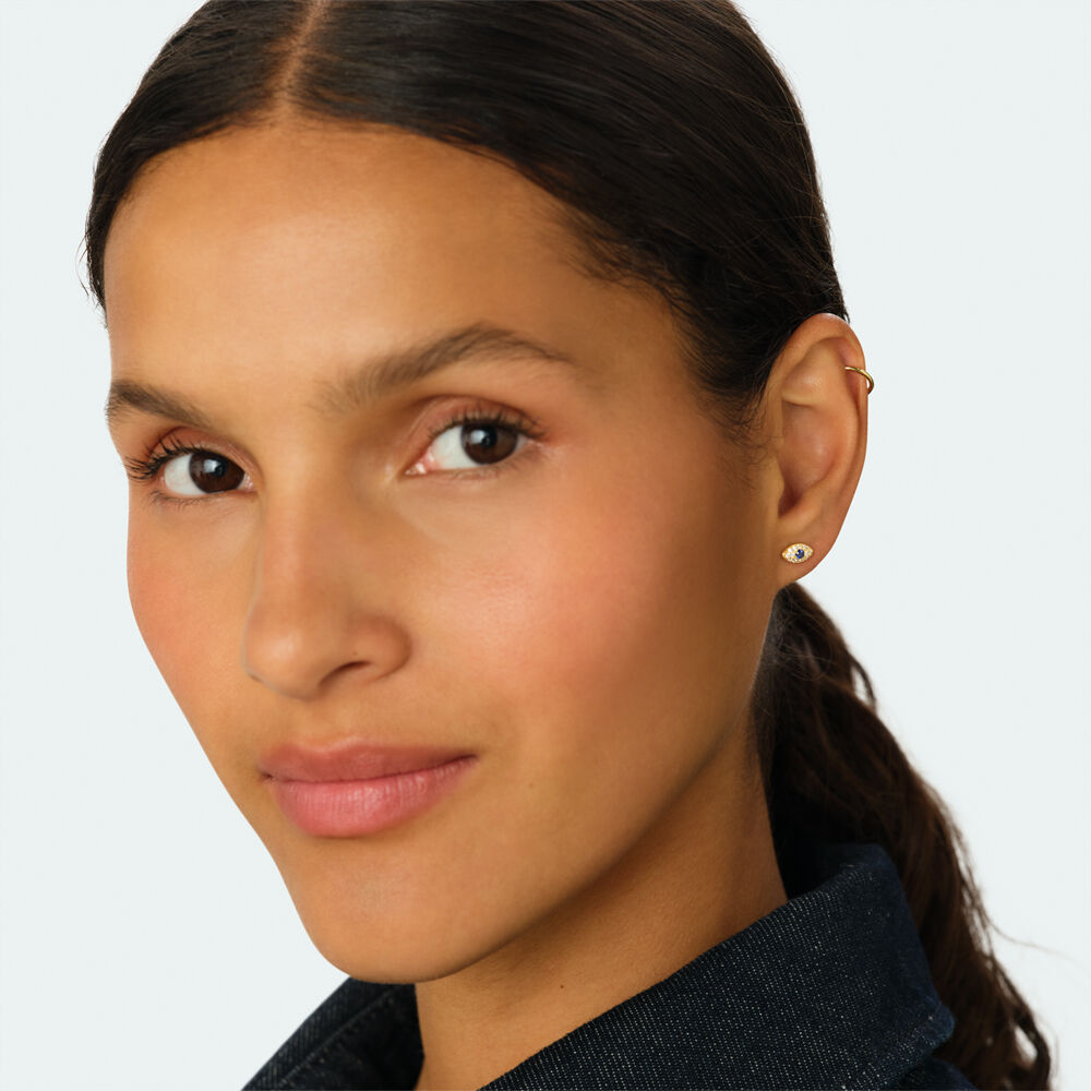 Single stud earring EYE MIX & MATCH - Blue / Gold - Earrings  | Agatha