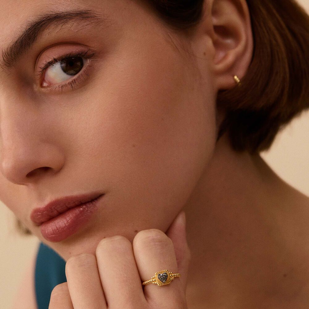 Thin ring DIAMONDS - Gold / Gun - Jewellery  | Agatha