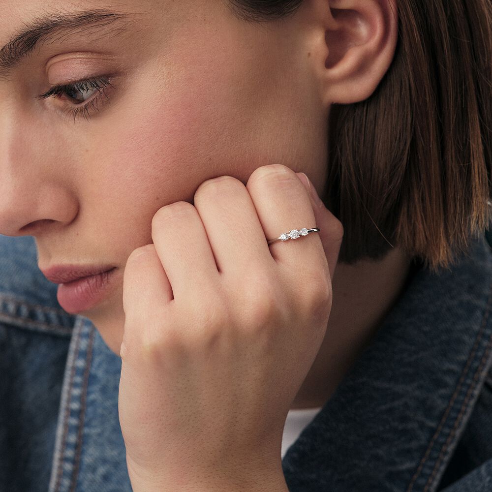 Thin ring SOL - Crystal / Silver - Genuine silver  | Agatha