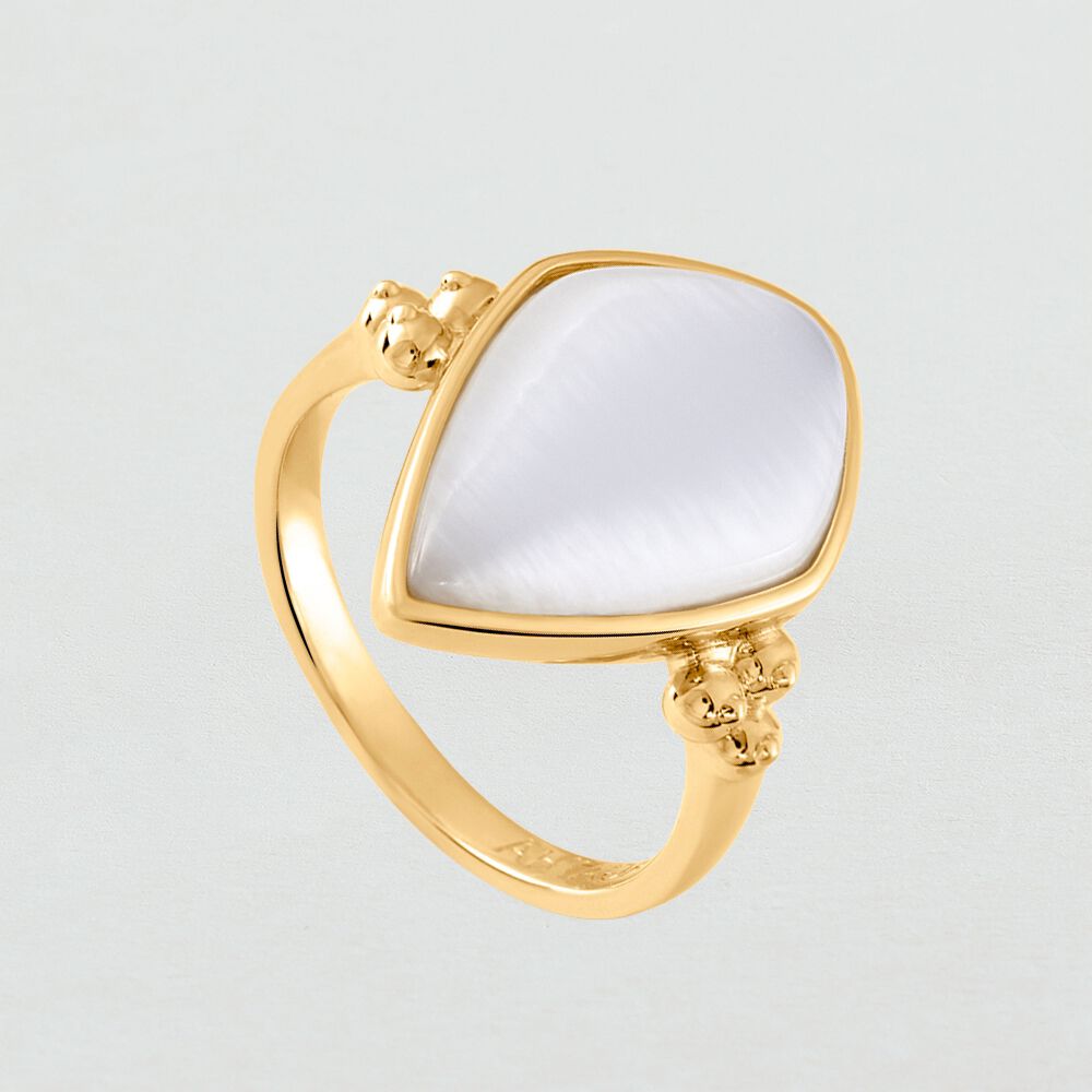 Thin ring CREPUSCULE - White / Gold - Rings  | Agatha