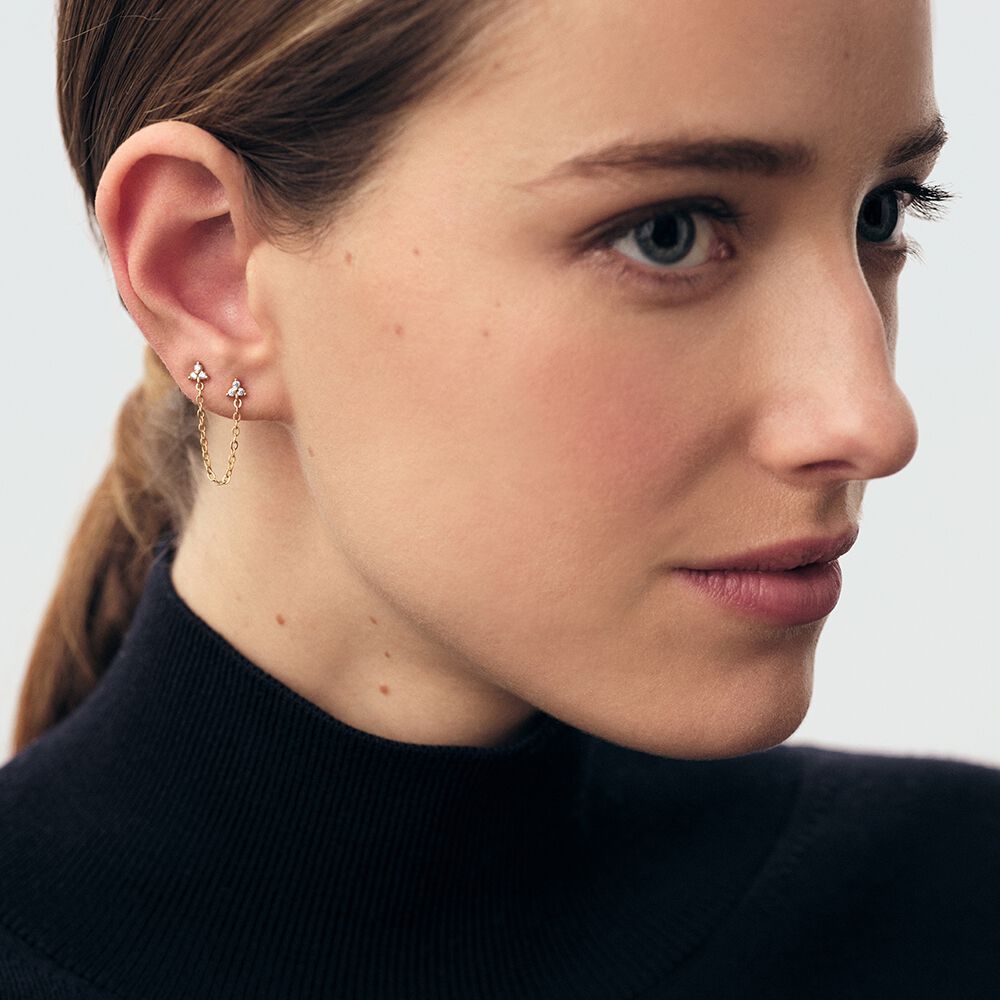 Piercing stud BONISIMO - Crystal / Golden - Genuine silver  | Agatha