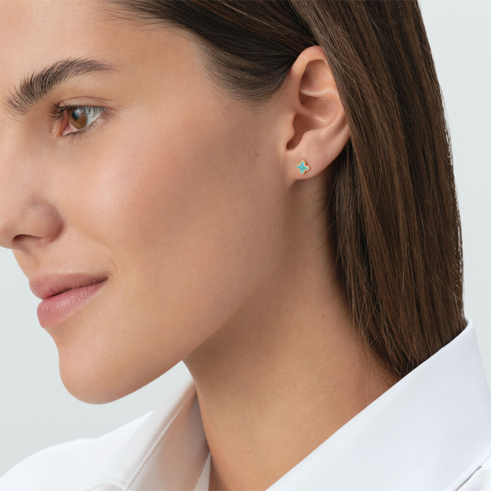 Stud earrings BELOVED - Turquoise / Gold - Earrings  | Agatha