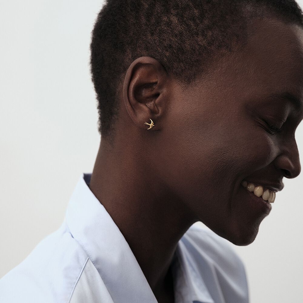 Piercing stud BIRDY - Golden - Genuine silver  | Agatha