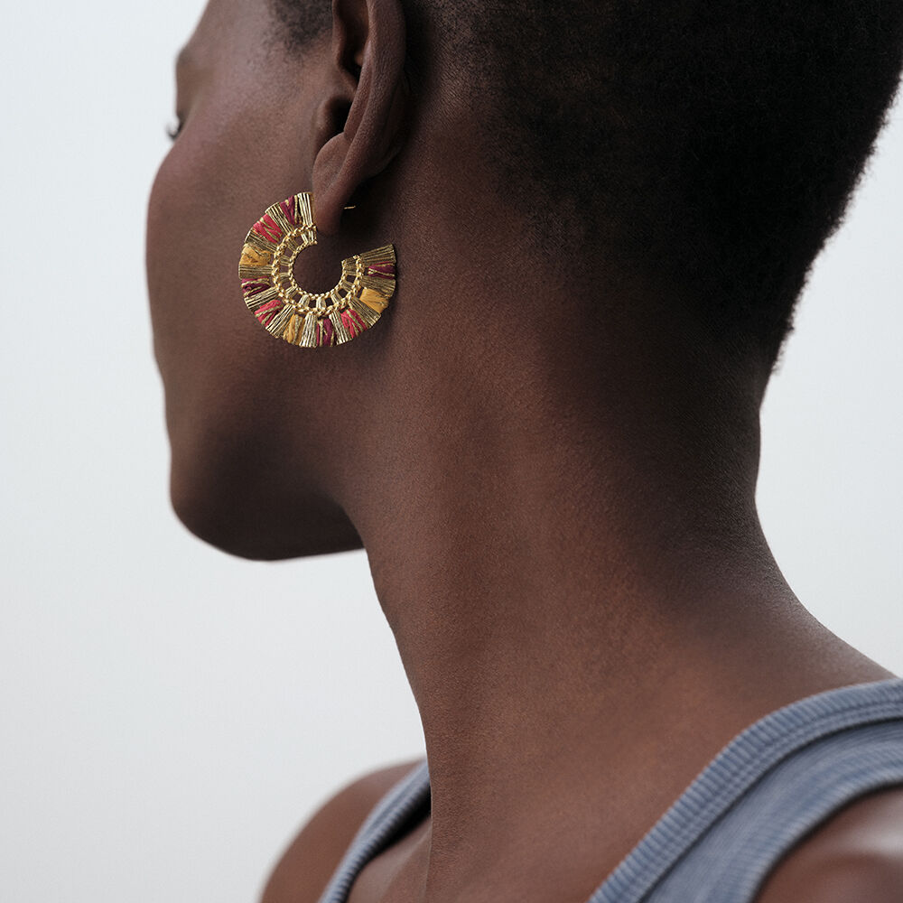 Hoops RAFIA - Red / Gold - Earrings  | Agatha