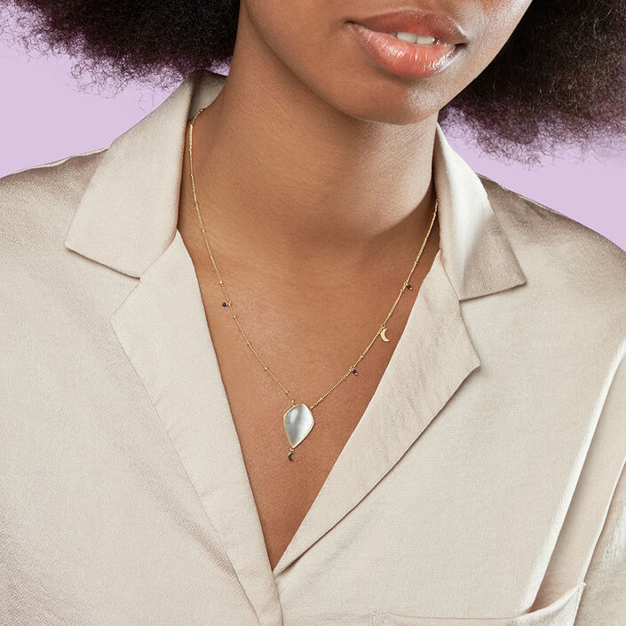 Mid-length necklace CREPUSCULE - White / Gold - All jewellery  | Agatha