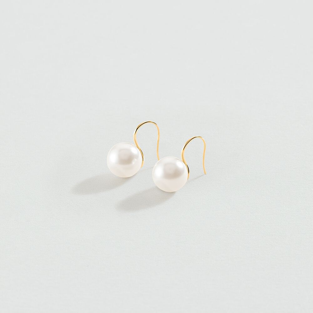 Long earrings PERLYS - Pearl / Gold - Earrings  | Agatha