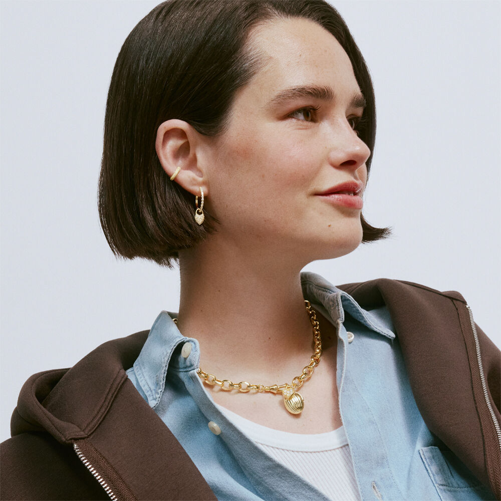 Hoops PAV&Eacute; - Crystal / Golden - Earrings  | Agatha