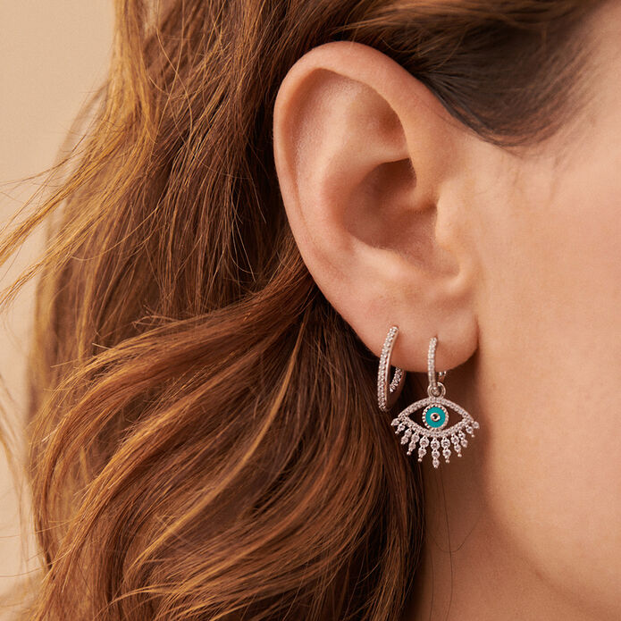 Hoops LUCKY EYE - Turquoise / Silver - All jewellery  | Agatha