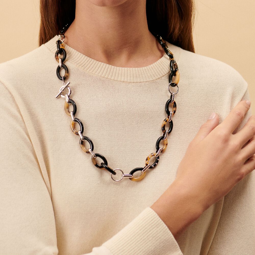Mid length necklace BOUCLE Tortoise Black