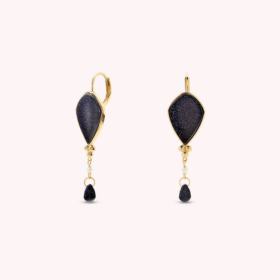 Long earrings CREPUSCULE - Blue / Gold