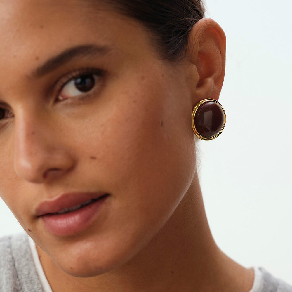 Long earrings PALAIS ROYAL - Burgundy / Golden - BACKSTAGE  | Agatha