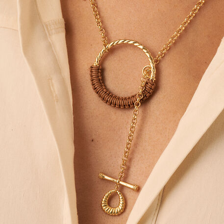 Long necklace TWIGGY - gold / camel - 13:01  | Agatha