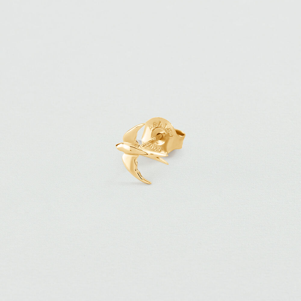 Single stud earring BIRD MIX & MATCH - Golden - Genuine silver  | Agatha