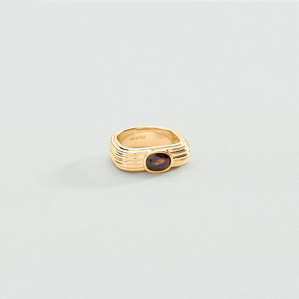 Thin ring HAUSSMANN - Brown / Gold - Rings  | Agatha