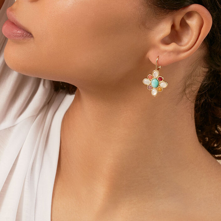 Long earrings ARLEQUIN - Multicolor / Gold - All jewellery  | Agatha