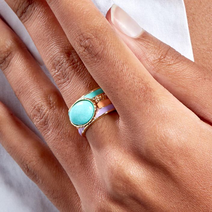 Large ring ARLEQUIN - Multicolor / Gold - All jewellery  | Agatha