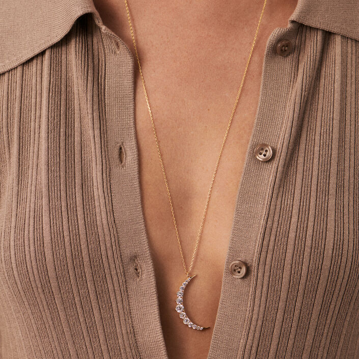 Long necklace CREPUSCULE - Crystal / Gold - All jewellery  | Agatha