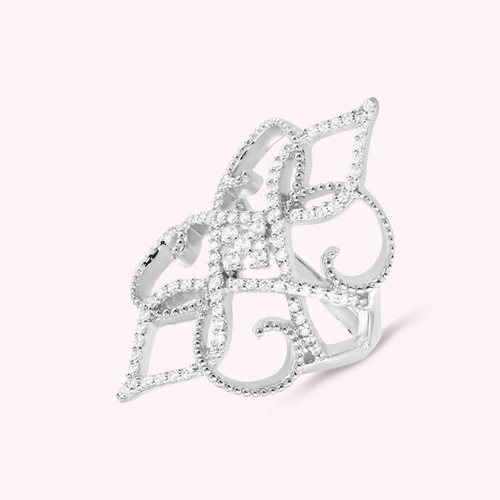 Large ring FLEURLYS - Crystal / Silver - All jewellery  | Agatha