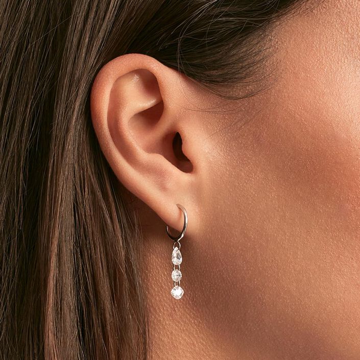 Hoops PETILLE - Crystal / Silver - All earings  | Agatha