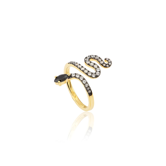 Large ring SNAKY - Crystal / Gun - All jewellery  | Agatha